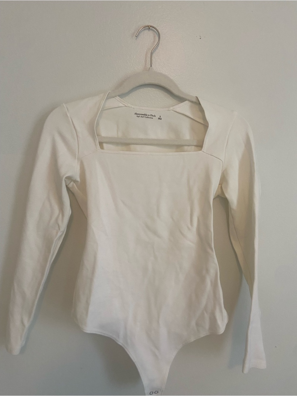 Abercrombie & Fitch White Square Neck Long Sleeve Bodysuit - Size S